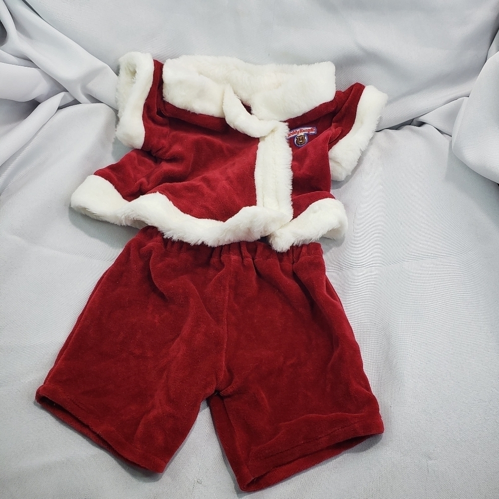 Teddy Ruxpin Christmas Santa Claus Outfit Top Pants Velvet Vintage 80s